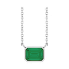 East West Emerald-Cut Sterling silver Necklace in Emerald-Lab