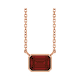 East West Emerald-Cut 14K rose gold Necklace in Garnet variant--14K-rose-gold