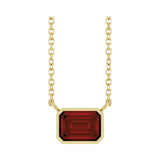 East West Emerald-Cut 14K yellow gold Necklace in Garnet variant--14K-yellow-gold
