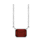 East West Emerald-Cut Sterling silver Necklace in Garnet
