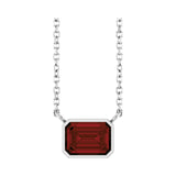 East West Emerald-Cut Sterling silver Necklace in Garnet variant--Sterling-silver variant--14K-white-gold