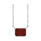 East West Emerald-Cut Sterling silver Necklace in Garnet
