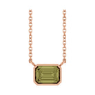 East West Emerald-Cut 14K rose gold Necklace in Green Sapphire-Lab