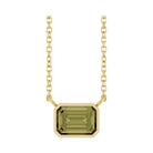 East West Emerald-Cut 14K yellow gold Necklace in Green Sapphire-Lab