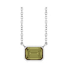 East West Emerald-Cut Sterling silver Necklace in Green Sapphire-Lab