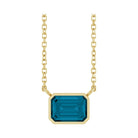 East West Emerald-Cut 14K yellow gold Necklace in London Topaz