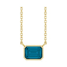 East West Emerald-Cut 14K yellow gold Necklace in London Topaz