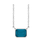 East West Emerald-Cut Sterling silver Necklace in London Topaz