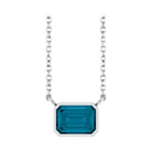 East West Emerald-Cut Sterling silver Necklace in London Topaz