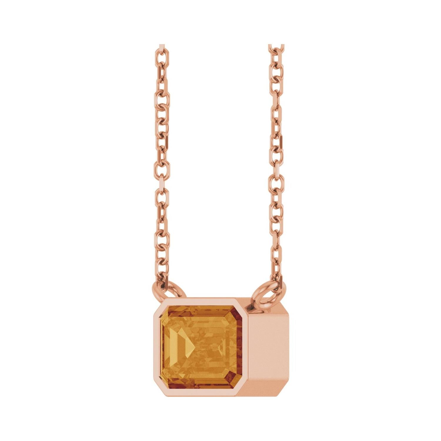 East West Emerald-Cut Necklace in 