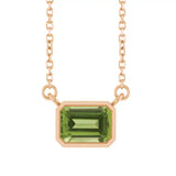 East West Emerald-Cut 14K rose gold Necklace in Peridot variant--14K-rose-gold variant--Peridot