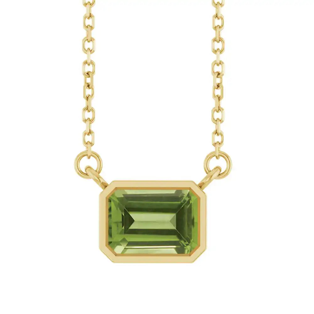East West Emerald-Cut 14K yellow gold Necklace in Peridot variant--14K-yellow-gold variant--Peridot