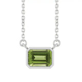 East West Emerald-Cut Sterling silver Necklace in Peridot variant--Sterling-silver variant--Peridot