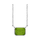 East West Emerald-Cut Sterling silver Necklace in Peridot