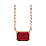 East-west ruby necklace in 14K rose gold, lab-created stone with rich red color variant--Ruby variant--14K-rose-gold