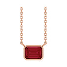 East West Emerald-Cut 14K rose gold Necklace in Ruby-Lab