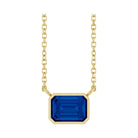 East West Emerald-Cut 14K yellow gold Necklace in Sapphire-Lab