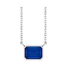 East West Emerald-Cut Sterling silver Necklace in Sapphire-Lab