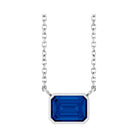East West Emerald-Cut Sterling silver Necklace in Sapphire-Lab