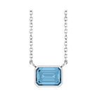East West Emerald-Cut Sterling silver Necklace in Swiss Topaz