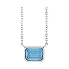 East West Emerald-Cut Sterling silver Necklace in Swiss Topaz