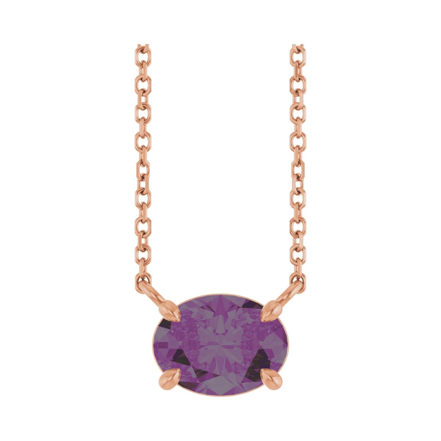 East West Oval 14K rose gold Necklace in Alexandrite