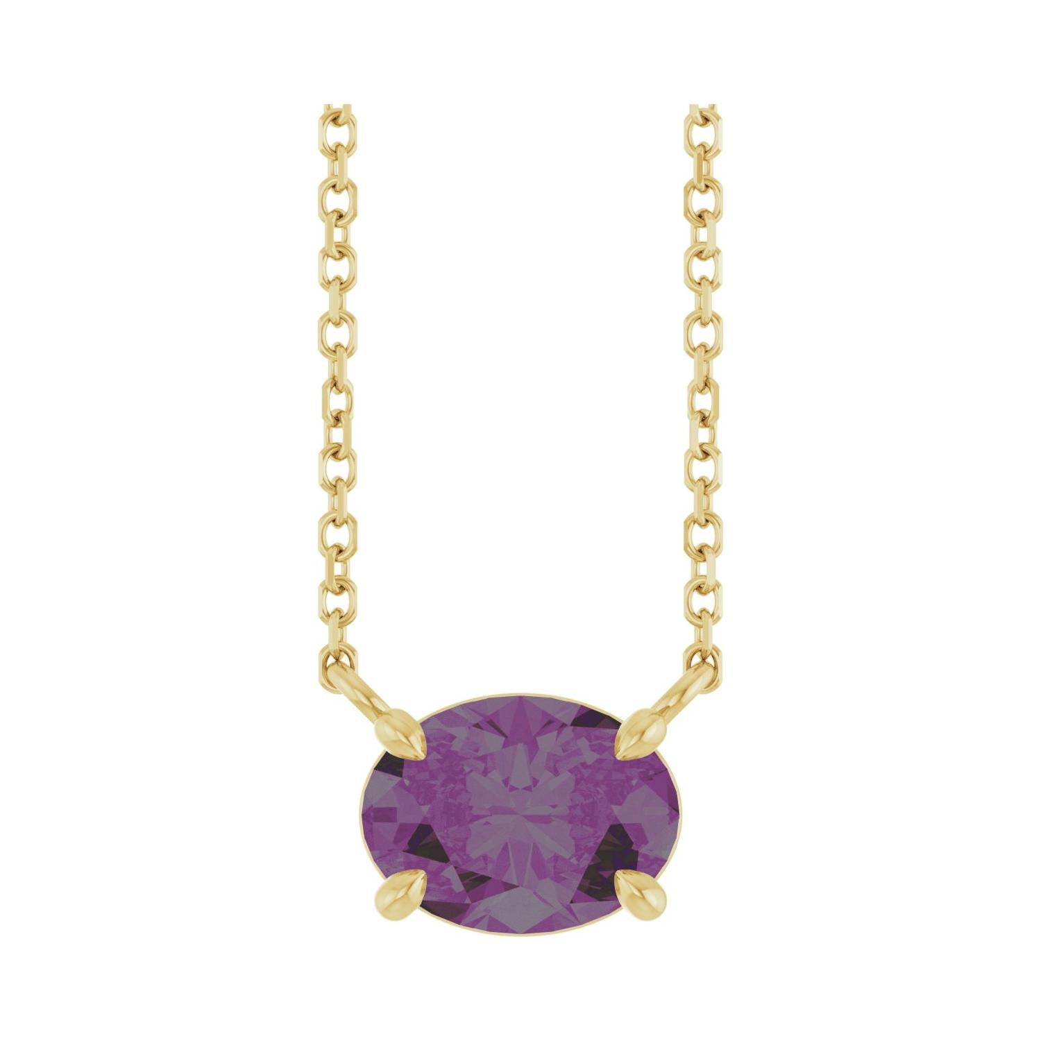 East West Oval 14K yellow gold Necklace in Alexandrite