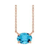 East West Oval 14K rose gold Necklace in Aquamarine variant--14K-rose-goldvariant--Aquamarine