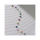 East West Oval Birthstone Necklace shown in all 12 birthstone stone options.