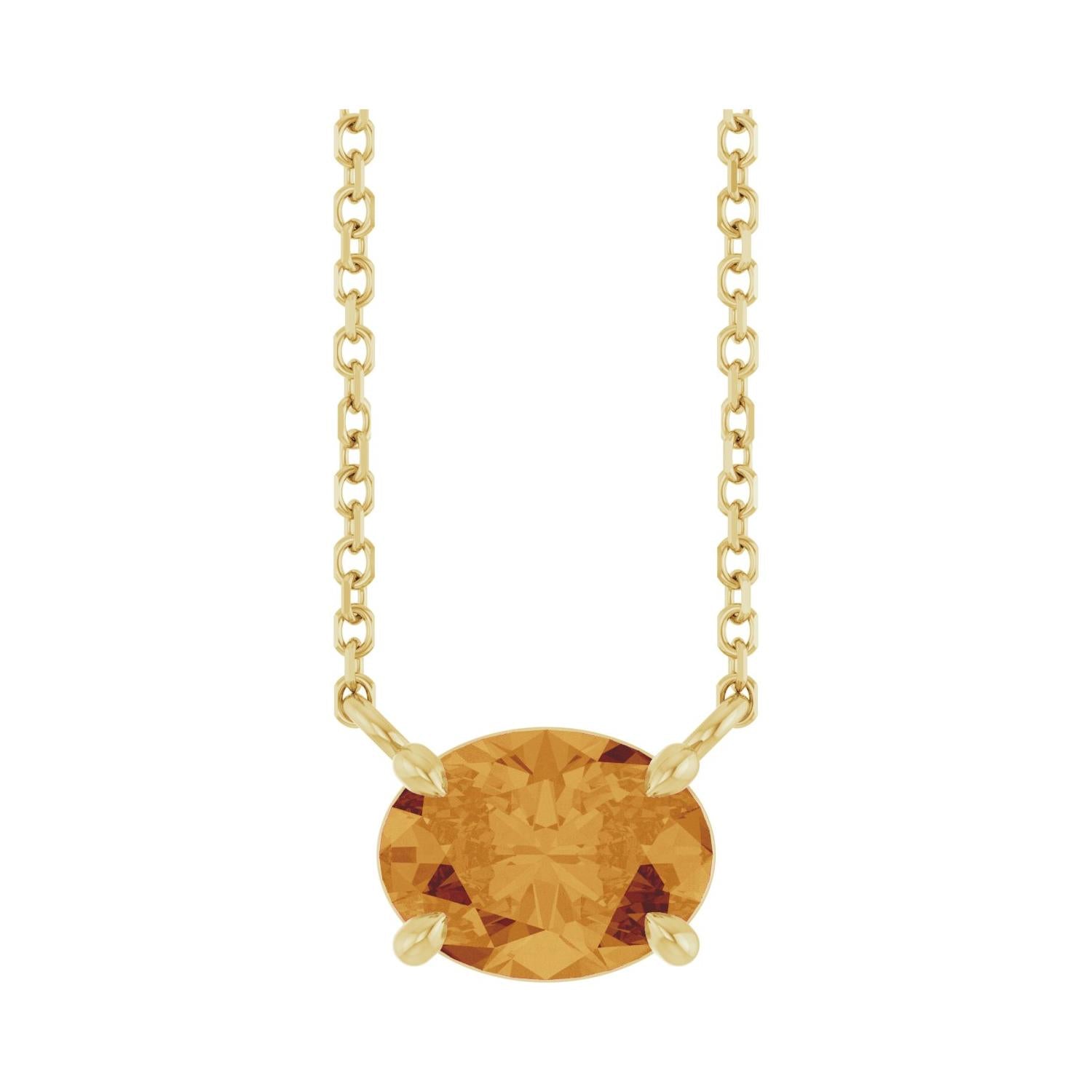 East West Oval 14K yellow gold Necklace in Citrine