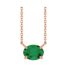 East West Oval 14K rose gold Necklace in Emerald-Lab