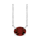 East West Oval Sterling silver Necklace in Garnet