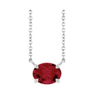 East West Oval Sterling silver Necklace in Ruby-Lab