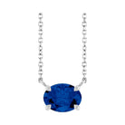 East West Oval Sterling silver Necklace in Sapphire-Lab