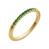 Minimalist lab-created emerald ring made from 14K yellow gold, ideal for stacking or solo wear. variant--14K-yellow-gold