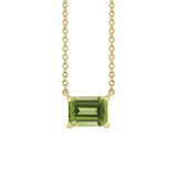Elegant emerald-cut peridot pendant in 14K yellow gold—refined birthstone necklace with timeless appeal variant--14K-yellow-gold variant--Peridot