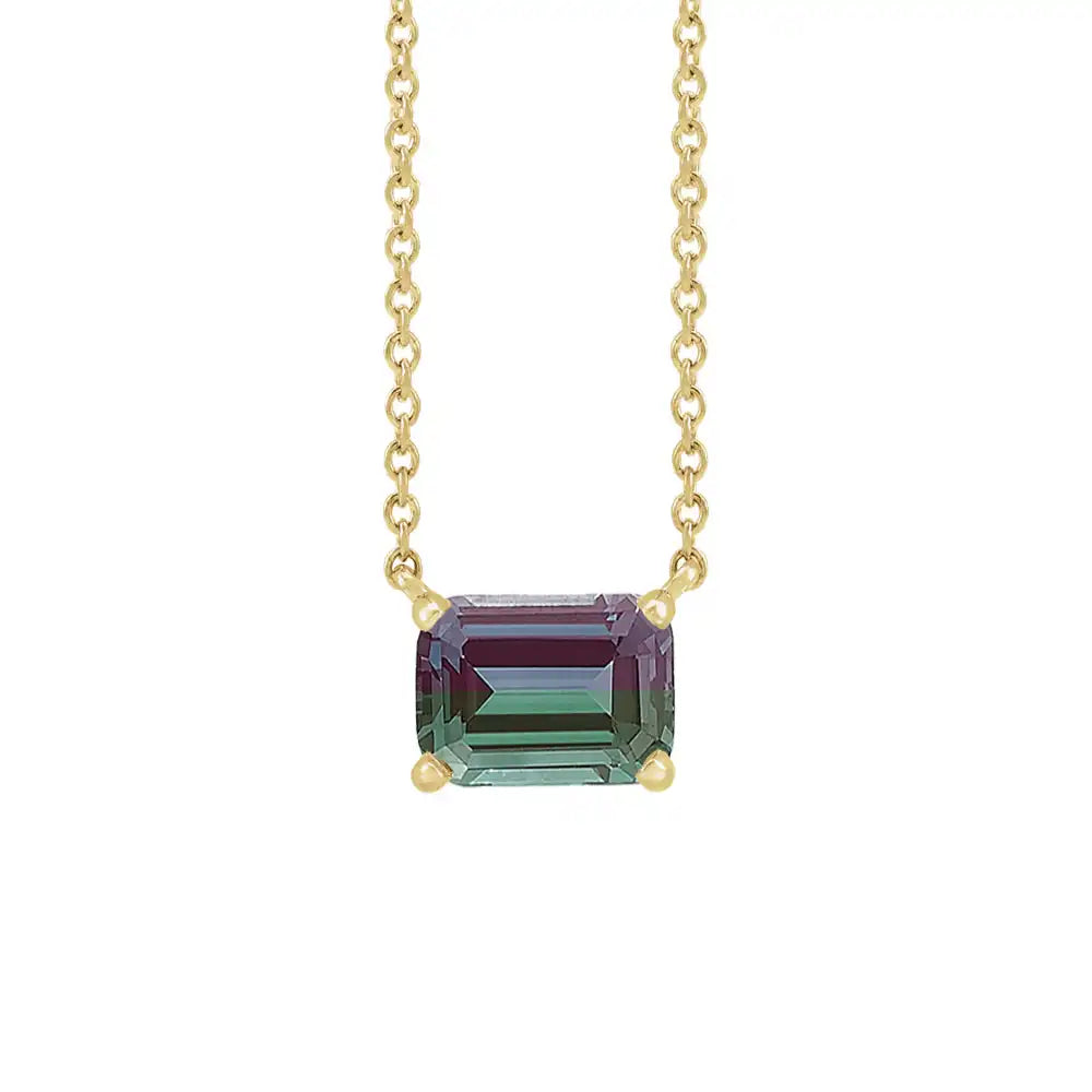 Handcrafted alexandrite gemstone necklace in polished 14K yellow gold—modern birthstone keepsake variant--14K-yellow-gold variant--Alexandrite