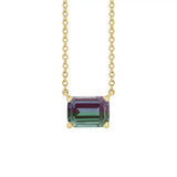 Handcrafted alexandrite gemstone necklace in polished 14K yellow gold—modern birthstone keepsake variant--14K-yellow-gold variant--Alexandrite