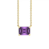 Elegant emerald-cut amethyst pendant in 14K yellow gold—refined birthstone necklace with timeless appeal variant--14K-yellow-gold variant--Amethyst