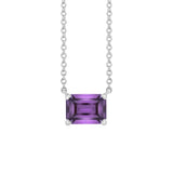 Elegant emerald-cut amethyst pendant in sterling silver—Äîrefined birthstone necklace with timeless appeal variant--Sterling-silver variant--Amethyst