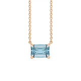 Handcrafted east-west aquamarine gemstone necklace in polished 14K rose gold variant--14K-rose-gold variant--Aquamarine