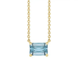 Modern 14K yellow gold necklace featuring east-west emerald-cut aquamarine gemstone for birth month elegance variant--14K-yellow-gold variant--Aquamarine