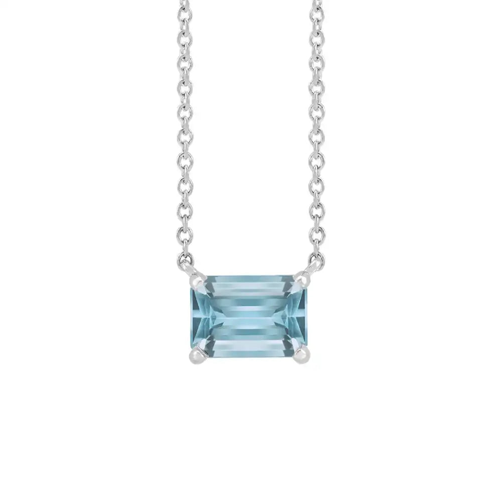 Elegant emerald-cut aquamarine pendant in sterling silver variant--Sterling-silver variant--Aquamarine