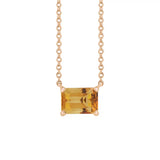 Modern 14K rose gold necklace featuring emerald-cut citrine gemstone for birth month elegance variant--14K-rose-gold variant--Citrine