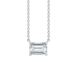 Elegant emerald-cut white sapphire pendant in 14K white gold—refined birthstone necklace with timeless appeal variant--14K-white-gold variant--White-sapphire