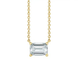 Modern 14K yellow gold necklace featuring vertical emerald-cut white sapphire gemstone for birth month elegance variant--14K-yellow-gold variant--White-sapphire