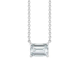 Handcrafted vertical white sapphire gemstone necklace in polished sterling silver—a modern birthstone keepsake variant--Sterling-silver variant--White-sapphire