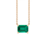 Elegant emerald-cut emerald pendant in 14K rose gold—refined birthstone necklace with timeless appeal variant--14K-rose-gold variant--Emerald