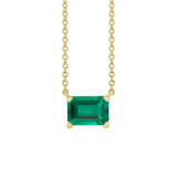 Elegant emerald-cut emerald pendant in 14K yellow gold—refined birthstone necklace with timeless appeal variant--14K-yellow-gold variant--Emerald