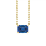 Elegant emerald-cut sapphire pendant in 14K yellow gold—refined birthstone necklace with timeless appeal variant--14K-yellow-gold variant--Sapphire